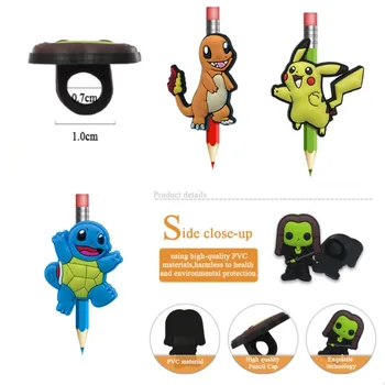 

100pcs/lot Hot Anime Figure PVC Pen Caps Pencil Toppers Students Stationery Cute Pikachu Pen Grips Straw Accessories Kids Gift