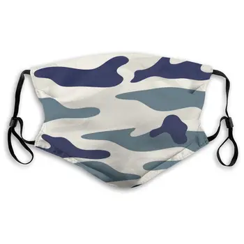 

Blue Gray Camouflage Masks With filter Washable & Reusable Anti Dust Breathable Mask With Adjustable Ear Loops