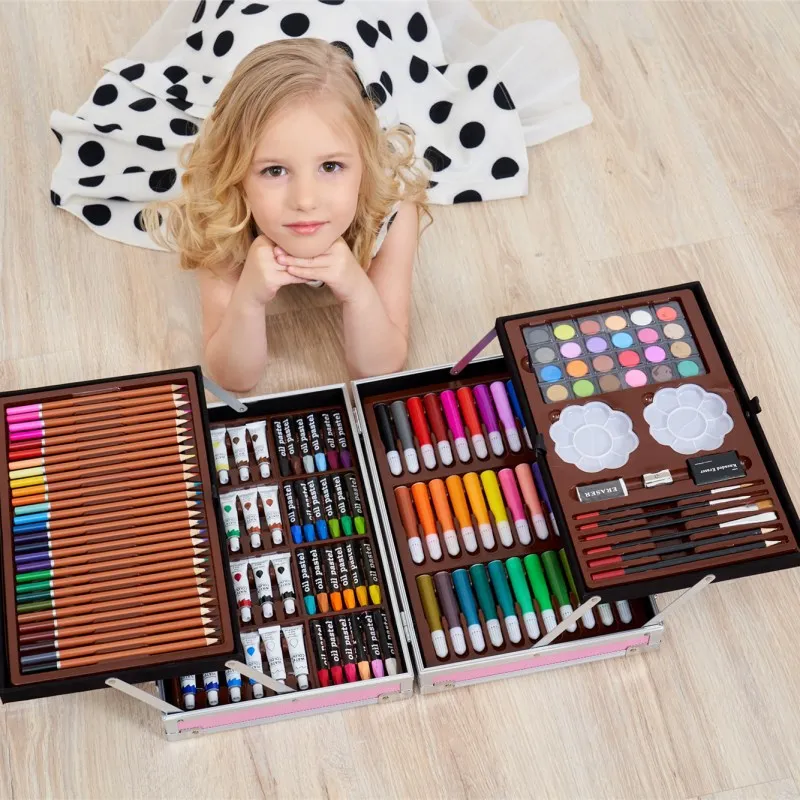 US $70.06 145 Marker Pen Painting Watercolor Pen Set Childrens Oil Painting Sketch Pencil Crayon Pen Set Childrens Gift Art Supplies