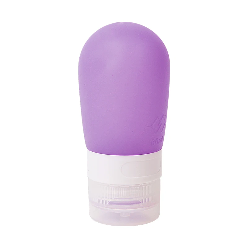 Портативная силиконовая бутылка для многоразового использования пустой Упаковочный пресс для лосьона шампунь Косметическая легкосжимаемая тара 38 мл 60 мл 80 мл - Цвет: 60ML-Purple