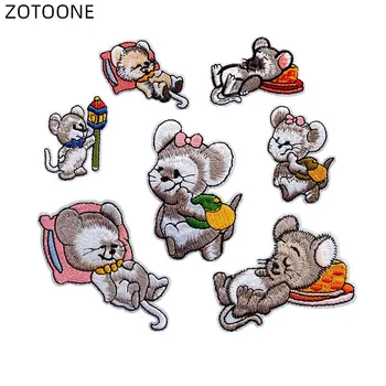 

ZOTOONE Iron on Cute Mouse Patch Heat Transfer Sew on Animal Embroidered Badge for Clothes Jeans DIY Patches for Kids Applique G