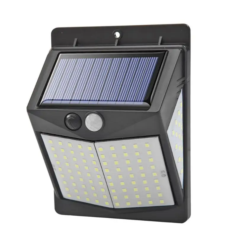 Открытый 140LED датчик движения PIR на солнечной батарее настенный светильник 3 режима водонепроницаемый уличный светильник с низким тепловым излучением с долгим сроком службы - Испускаемый цвет: Тёплый белый