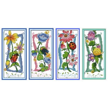 

Cross Stitch Kits Embroidery Needlework Sets DMC DIY 14ct 11ct Sound of Flowers Patterns Printed Fabric Handmade Home Decor Gift