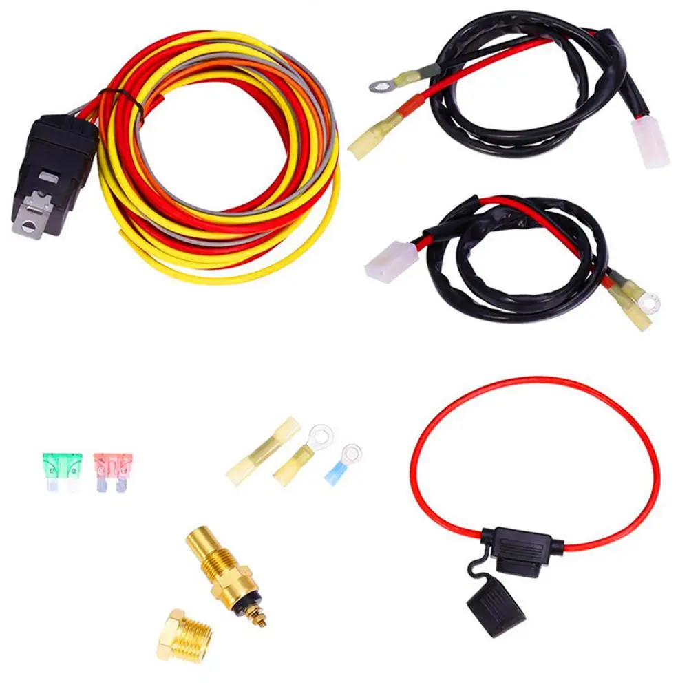 

Waterproof 165 To 185 Dual Electric Fan Relay Wiring Harness Thermostat Sensor 40A Kit Car Accrssories