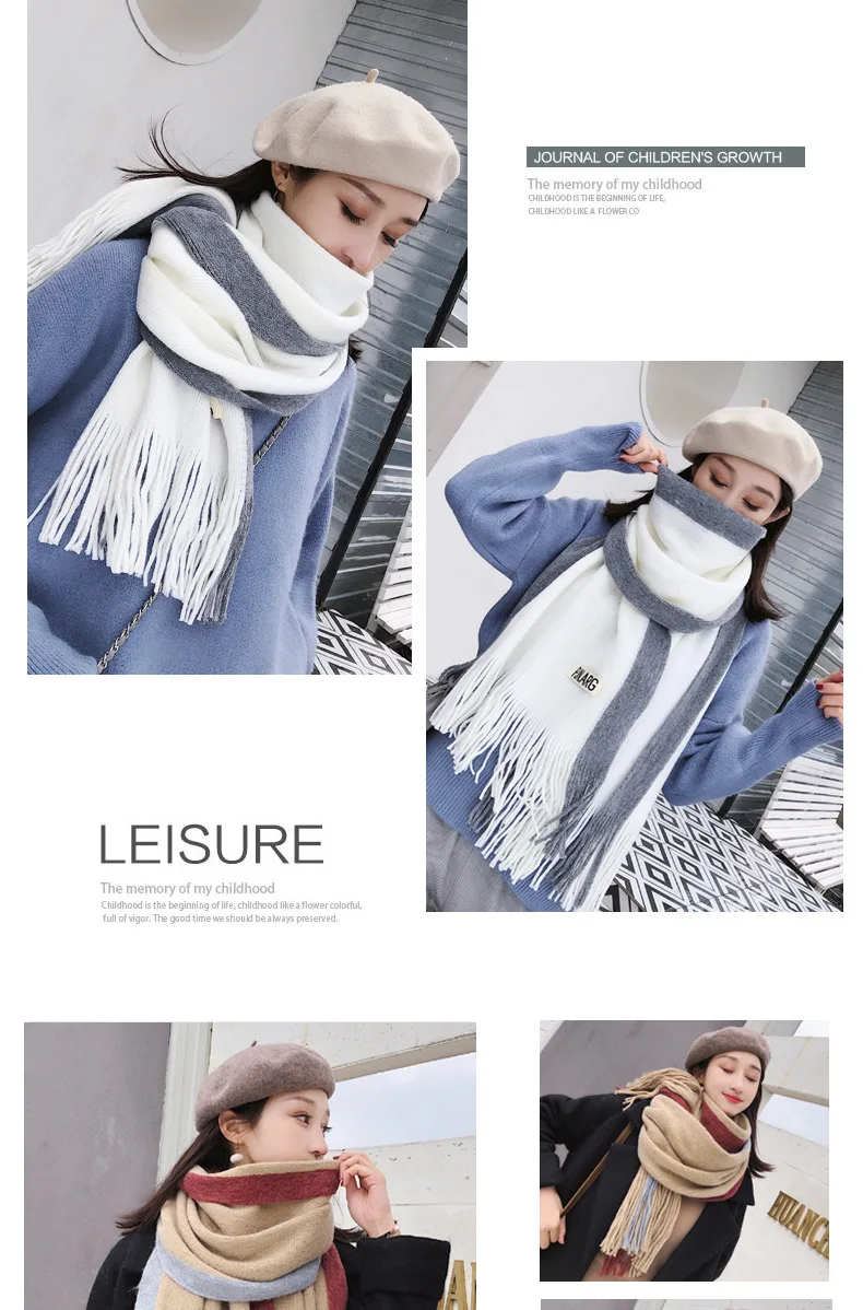 Women Solid Color Cashmere scarves with tassel Autumn new soft warm lady's secret thin long scarf woman shawl scarf