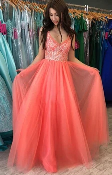 

Hot Pink Lace Appliques Prom Dresses Long Backless Sleeveless Evening Dress Floor Length Vestidos De Gala Formal Party Gown