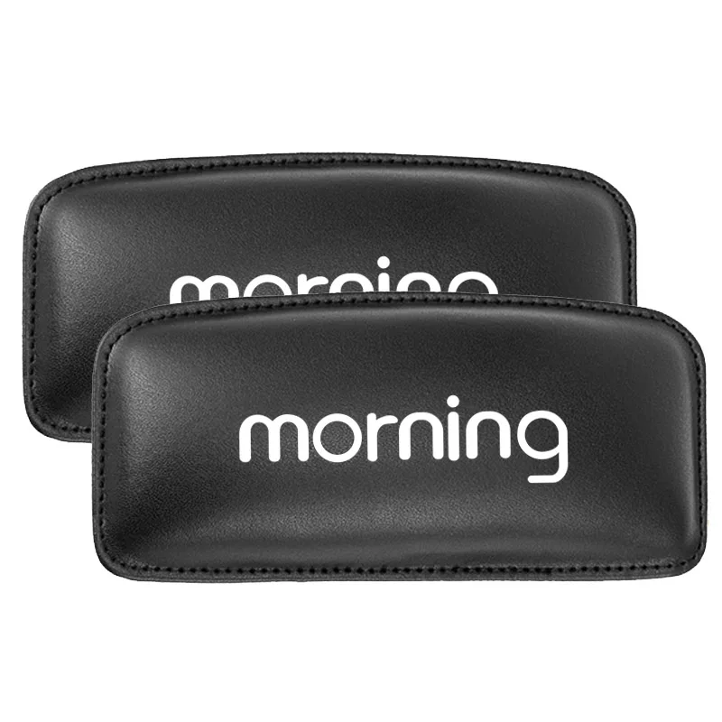 Высокое качество кожа ноги подушки наколенники для KIA Morning аксессуары двери автомобиля Arm pad - Название цвета: BLACK white 2pcs