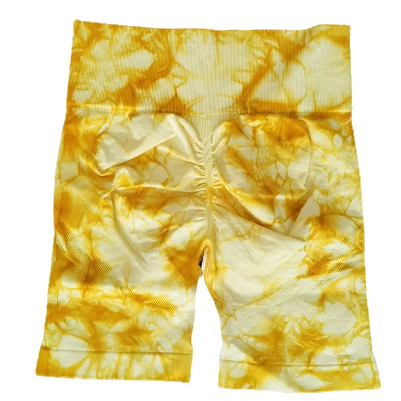 

ASHEYWR New Tie Dye Shorts Women High Waist Elasticity Breathable Seamless Shorts Push Up Sexy Slim Printed Short Female