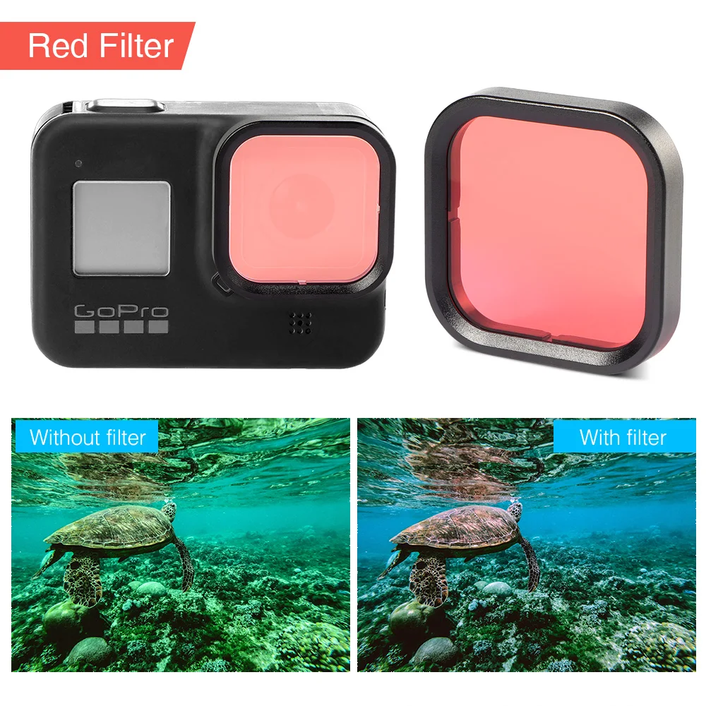 Diving Lens Filter for GoPro Hero 8 Polarizer Red Purple Lens Filter for GoPro Hero 8 Action Camera Lens Filter Accessories