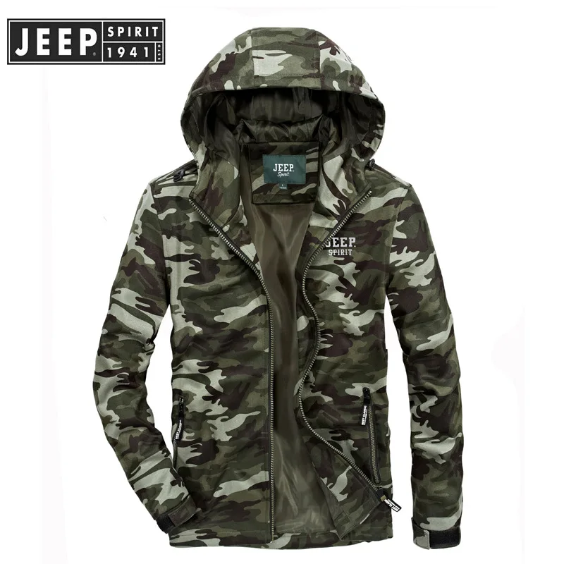 

JEEP SPIRIT Spring Autumn Jacket Men Windbreaker Military Jackets Coats Men Hooded Camouflage chaqueta hombre Mens Outerwear