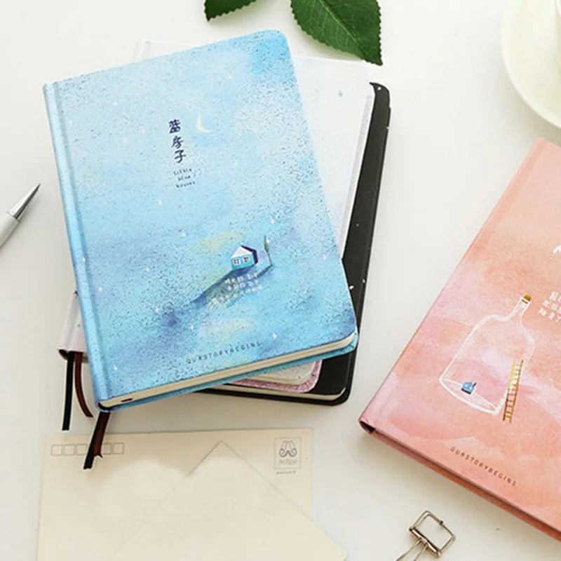 Creative trend Color Pages A5 Notebook Little Blue House Diary Book Hardcover diary Stationery School Supplies Blue Creative trend Color Pages A5 Notebook Little Blue House Diary Book Hardcover diary Stationery School Supplies Blue