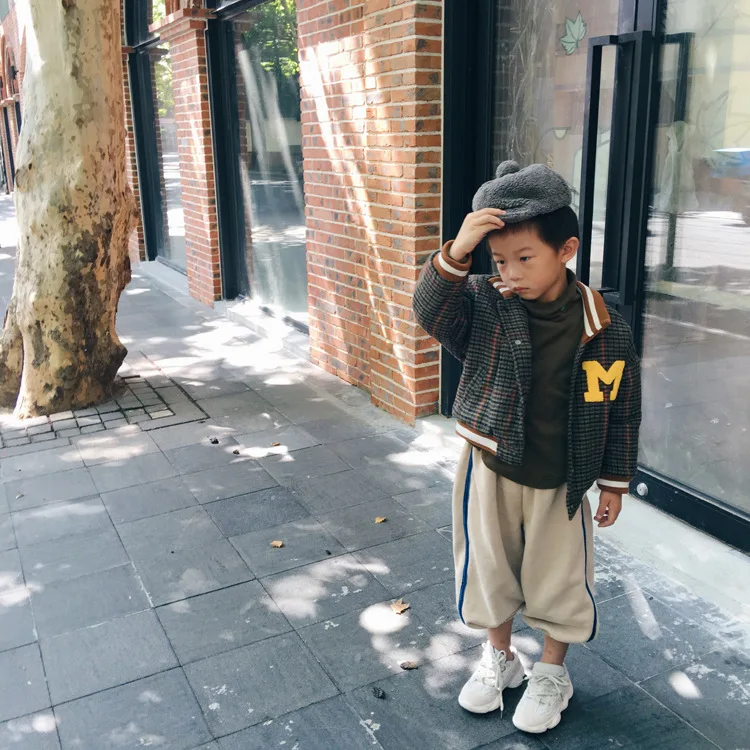 

Tckids Childrenswear Customizable 18 Autumn And Winter M Word Embroidery Woolen Plaid Padded Coat Jacket