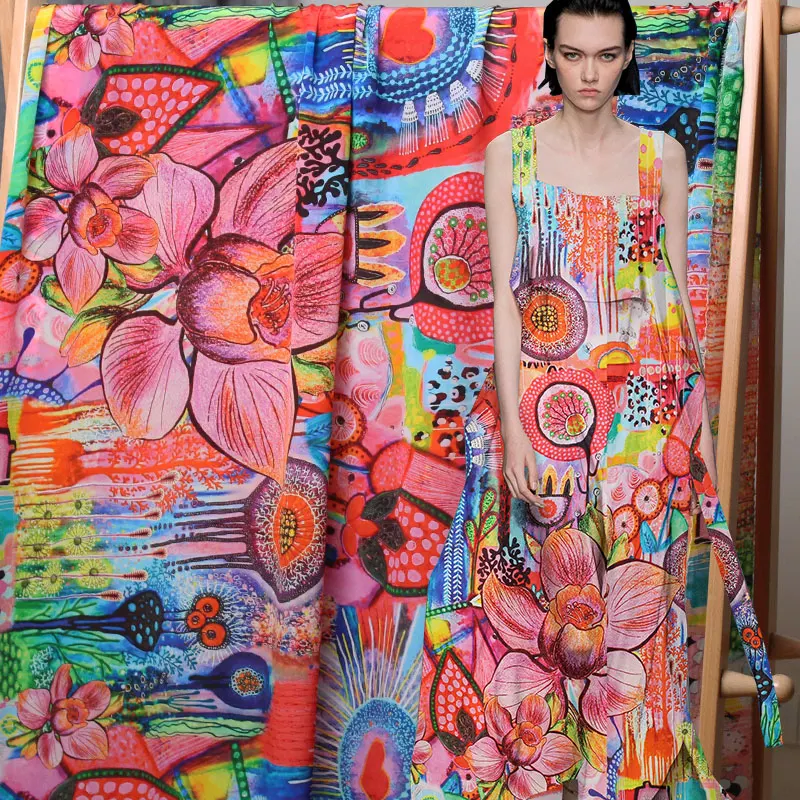 Красная Малина 12 Момми мультяшный рисунок ручной работы Шелковый крепдешин 100%