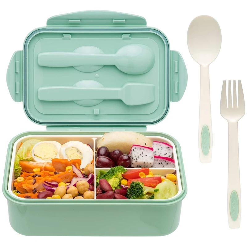 

Bento Boxes for Adults - Bento Lunch Box for Kids Childrens with Spoon & Fork - Durable, Leak-Proof for On-The-Go Meal, BPA-Free