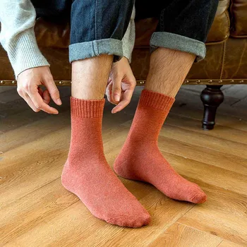 

5Pairs/Lot Winter Thickening Ladies Socks Casual Plus Velvet Tube Cotton Socks Autumn Men's Naked Socks Solid Warm Snow Socks