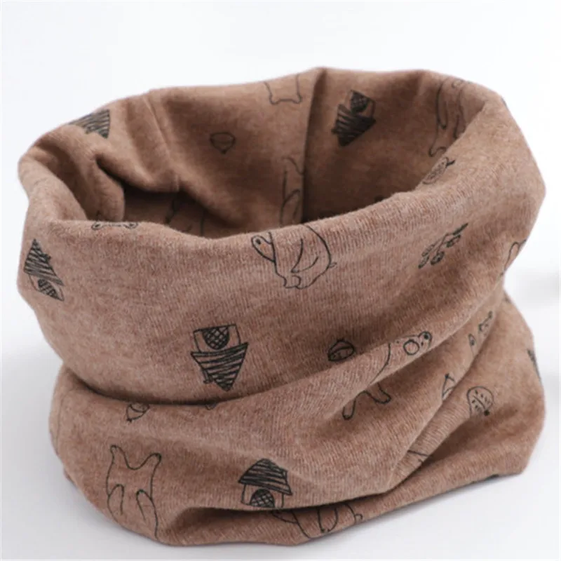 bear coffee Autumn Winter Baby Scarf Warm Knitted Cotton Children Scarf Girls Scarf Toddler Scarf Neckerchief Kids Boy Neck Ring Collar - Цвет: bear coffee