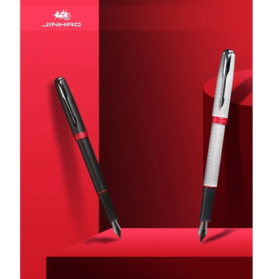 

Jinhao [Defiant] Fountain Pen, Red Black Color Copper Barrel, Arrow Clip, Fine Nib, Luxury Business gift signature School F488