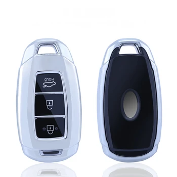 

For Hyundai Santa Fe TM 2019 I30 2018 Solaris Azera Elantra Grandeur Accent Soft TPU Car Key Cover Case Protect Shell Keychain