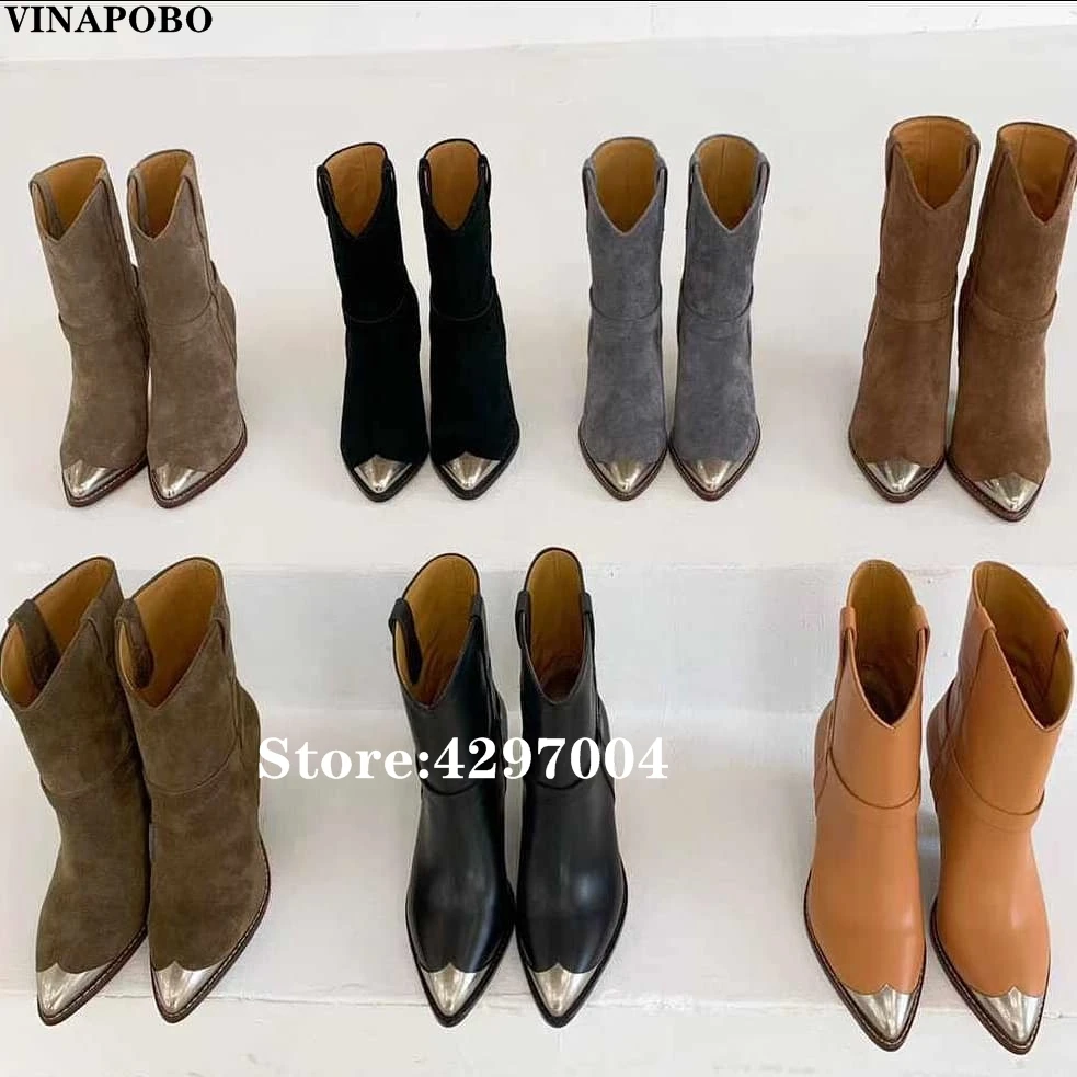 Женские ботильоны из натуральной кожи с металлическим декором заостренным