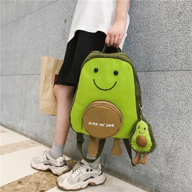 Insfeng школьный женский рюкзак для старшеклассников, милый холщовый рюкзак с мультяшным авокадо