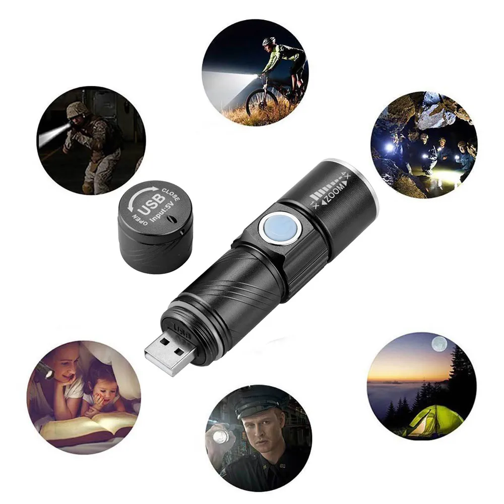 Clearance Professional USB Rechargeable Bike Light Set Waterproof Bicycle Light Head Light And Holder Black Gold Led Wheel Lights #c7 2