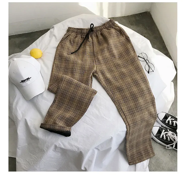 Harajuku плед Broek voor vrouwen Broek уличная одежда Vrouw Harembroek Herfst Dames Causale Broek плюс размер брюки женские