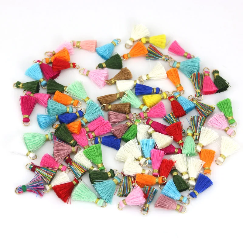 Tanio (100 sztuk/paczka) 20mm Samll Tassel Vintage frędzle Macrame DIY kolorowe biżuteria sklep