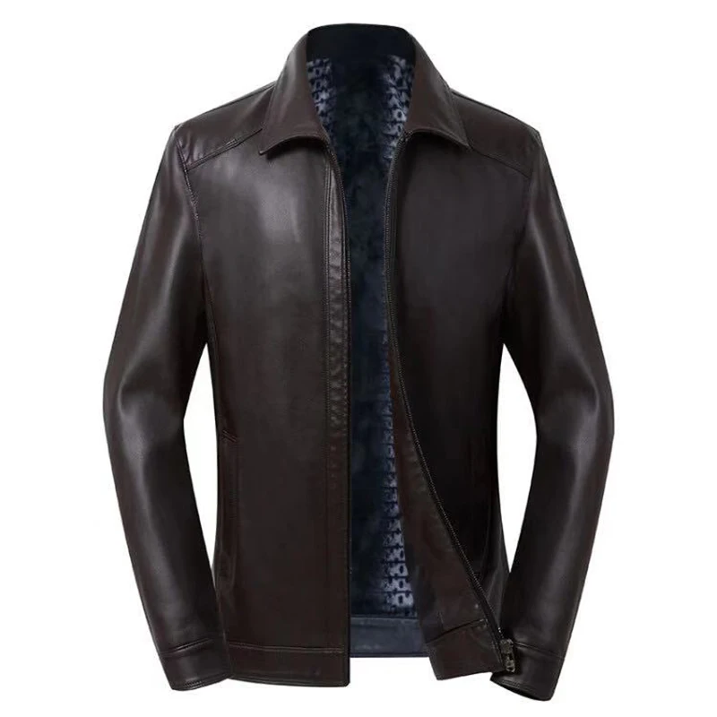 Free shipping mens leather jacket men winter coat motorcycle jacket mens winter trends coat sheepskin leather jacket mens