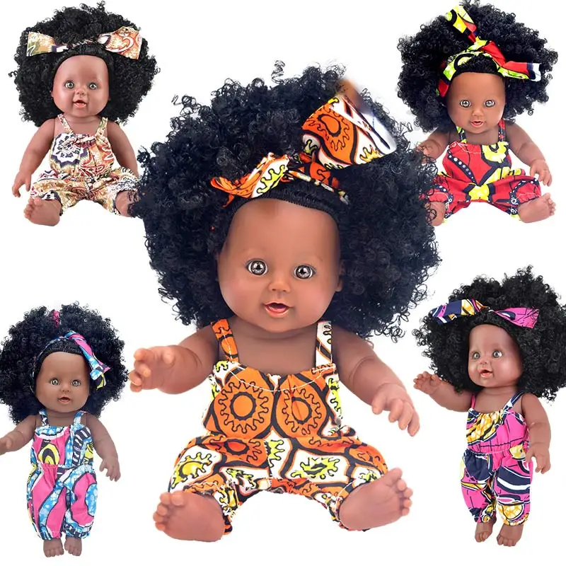 

2020 black reborn doll afro hair 30cm 12inch reborn boneca pop dolls baby newborn full silicone poupee baby girl toys