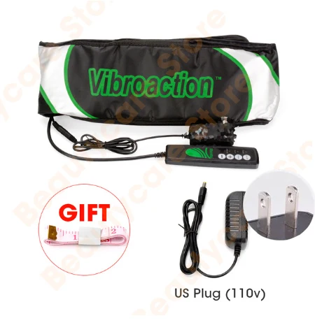 US Plug (110v)green Фитнес-массажный пояс для тела, электрический массажный пояс для похудения, расслабляющий вибрирующий сжигание жира, потеря веса - Цвет: US Plug (110v)green