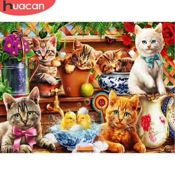 

HUACAN Full Drill Diamond Painting Cat 5D Embroidery Cross Stitch Animal New Arrival Mosaic Home Decor Gift