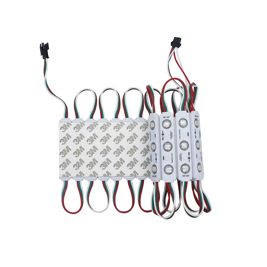 100개 DC12V WS 2811 LED 픽셀 모듈 러닝 RGB IC 프로그래밍 가능 드림 컬러 3LED SMD 5050 방수 스트링당 20개