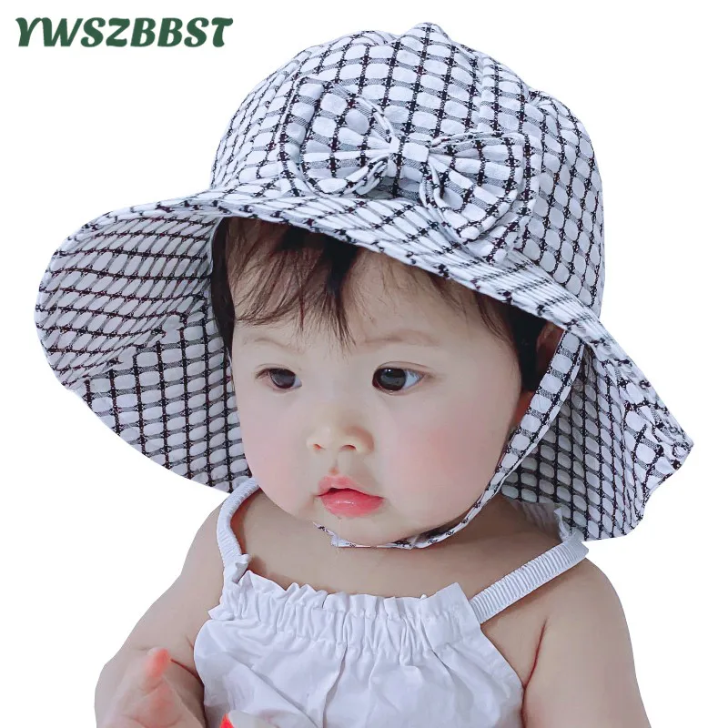 Новые детские шапки для девочек модная сетчатая шляпа с бантом летняя и Осенняя
