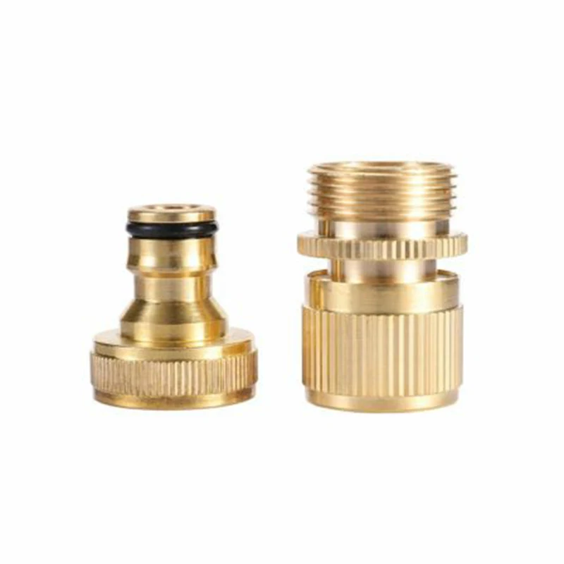 

Garden Hose Quick Connector 3/4- Inch GHT Brass Easy Connect Fitting Tool