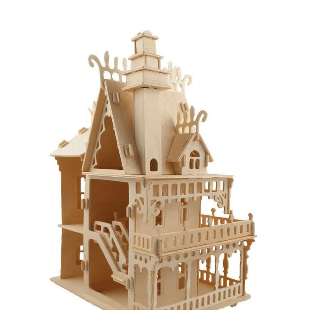 1 Набор, 3D игрушка-головоломка, сделай сам, деревянная 3D конструкция замка, Сборная модель, художественное ремесло, образование, детская игрушка, сборка своими руками