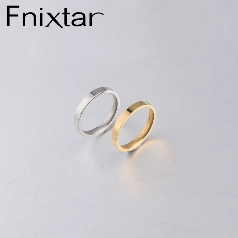 Fnixtar, широкие, 3 мм, абсолютно новые кольца, нержавеющая сталь, гладкие, простые, свадебные кольца для пар, кольцо, подарок на день Святого Валентина, 10 шт./лот