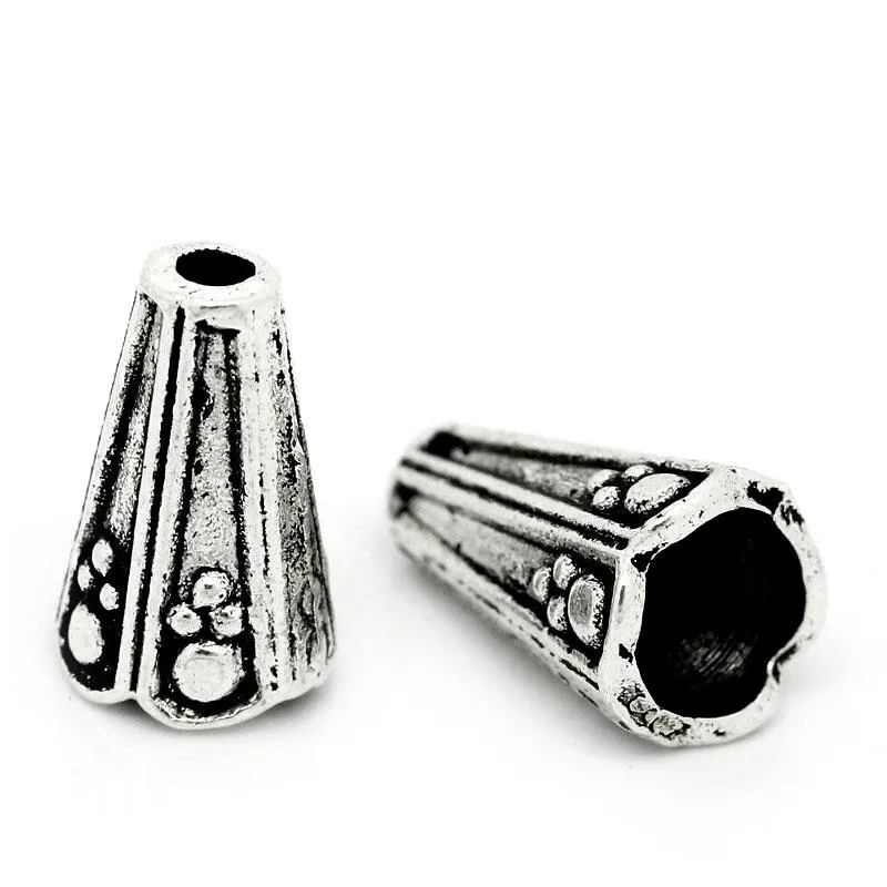 DoreenBeads Zinc metal alloy Beads Caps Cone silver color (Fits 8mm