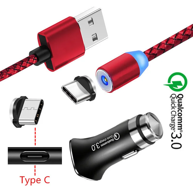 

Magnetic Micro USB Charge Cable QC 3.0 Fast Car Charger Phone For Samsung A9 A40 A20e Huawei P30 Mate 20 lite Meizu 16 Note 9 X8