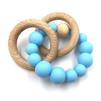 

Baby Wooden Beads Silicone Teether Ring Chain for Infant NursingTeething Tooth Training Accessories Newborn Baby Care