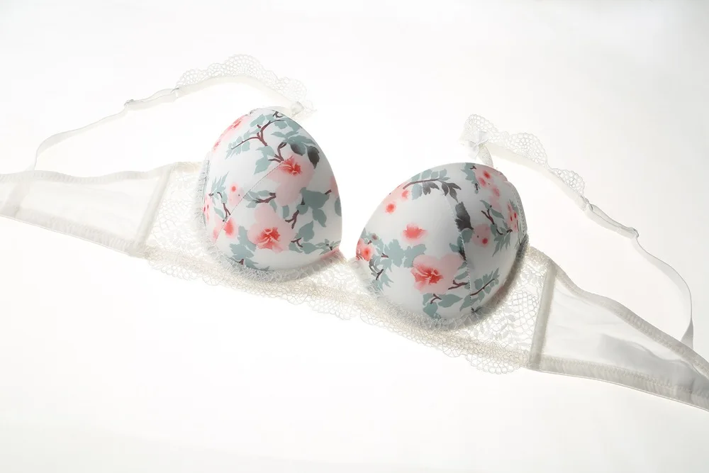 New Printed Lingerie Bra Set Lace flower pattern Comfortable, with a chest pad, with a steel plate комплект нижнего белья