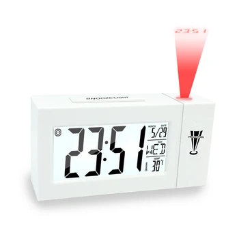 

Digital LCD Alarm Clock Time Projection Ceiling Display Snooze Desk Table Clock Temperature Thermometer USB Home Decor