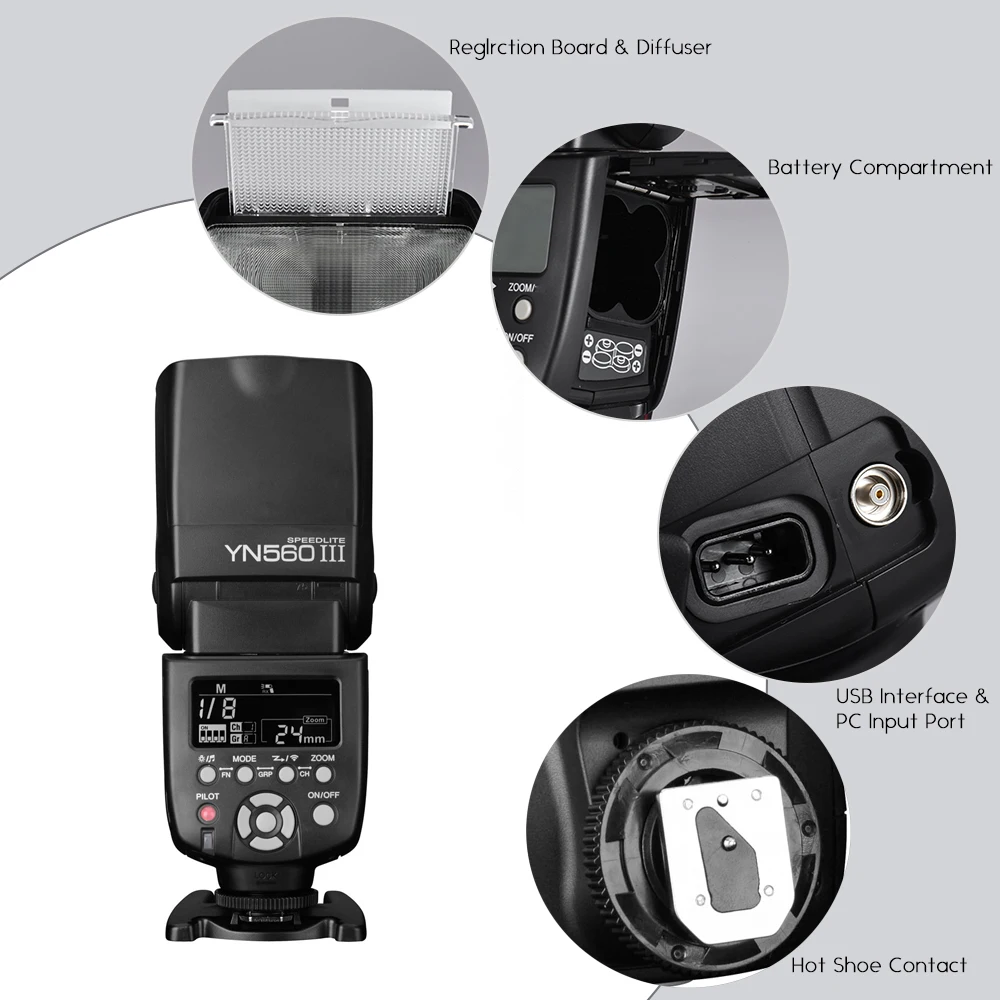 On Camera Flash Camera Flash YONGNUO YN560 III Universal 2.4G Wireless Speedlite Flash On-camera Speedlight GN58 High Speed Recycling for Canon Nikon DSLR