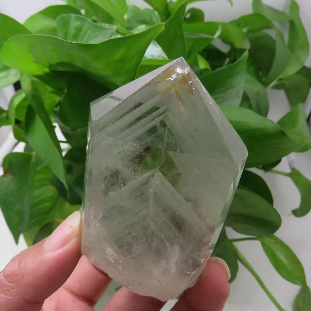 191 г Редкий природный бразильский зеленый призрак Кристальный Колум Пирамидка