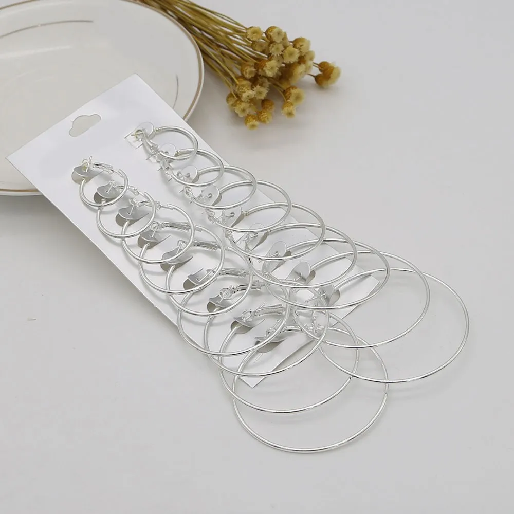 12 пар женский набор серег колец для девушек большие круглые серьги корейские