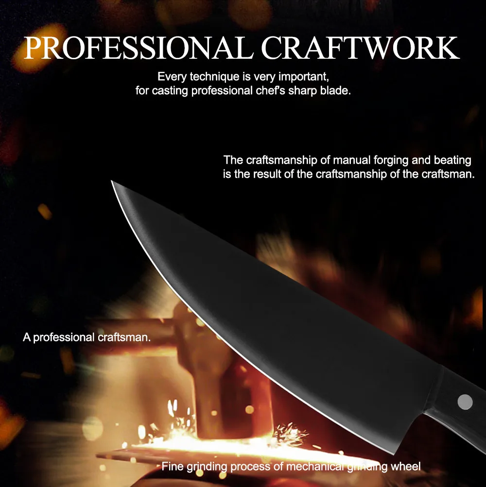 CBXG10720-3cr13不锈钢黑彩木三钢钉柄哑光面8寸厨师刀(激光切割)英_03