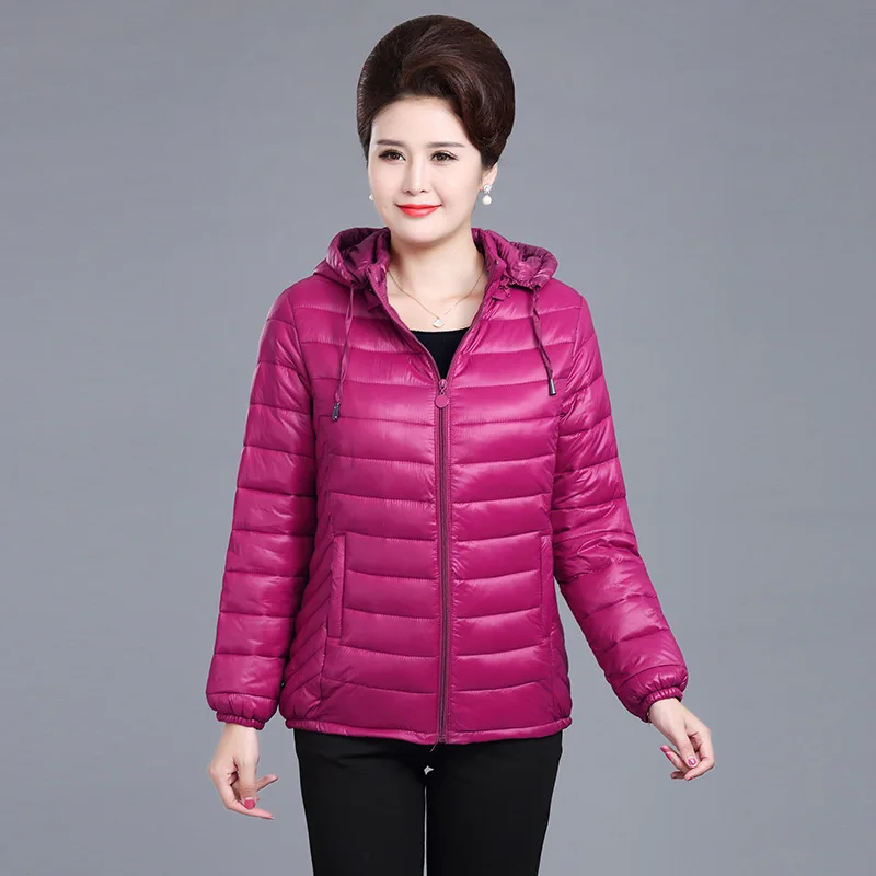 Fashion Woman Solid Color Zipper Down Cotton Parka winter brief paragraph women quilted jacket 1809 - Цвет: Родо
