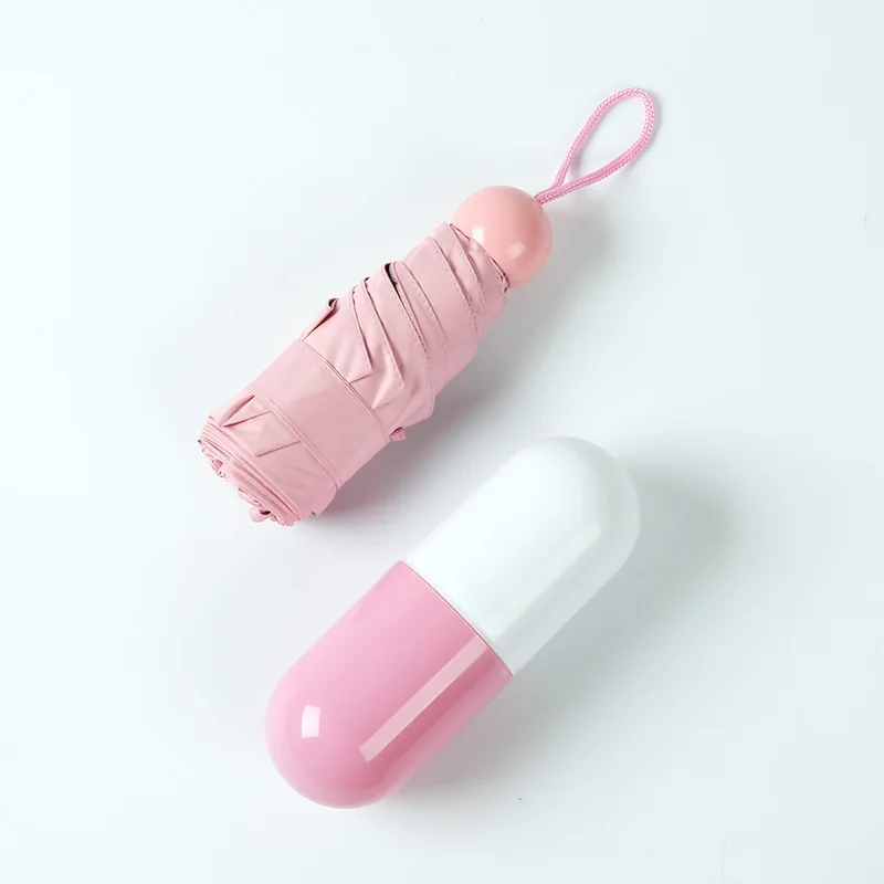 light pink Модный портативный мини-капсула анти-УФ зонтик для защиты от ветра Складные карманные зонтики дождь для женщин и мужчин - Color: light pink