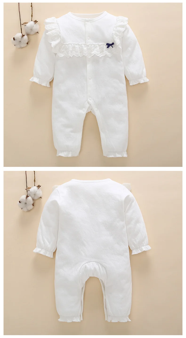 Baby Infant Rompers Baby Boys Girls Long-Sleeved Rompers Lace Comfortable Infant Jumpsuit Baby Toddler Clothes
