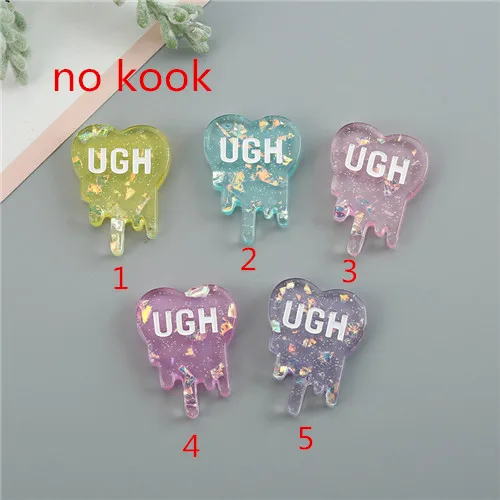 no hook 10 шт 26*35 плоская задняя Смола Блеск кабошоны UH кулон части декодер чехол для телефона - Цвет: no hook