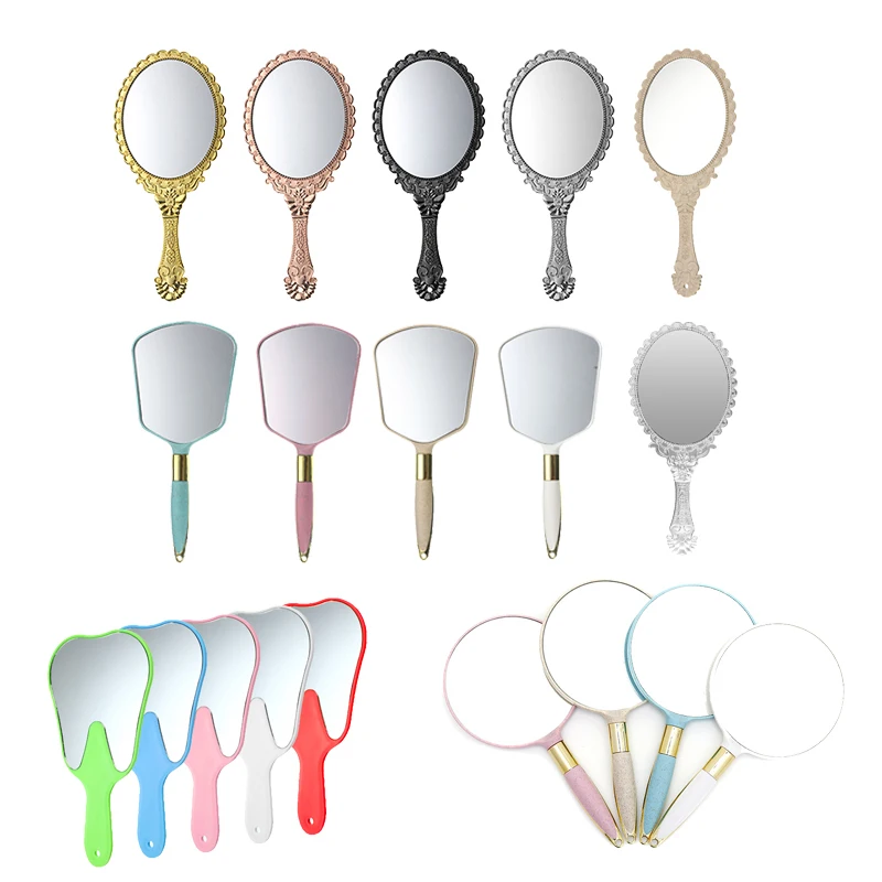

Vanity Mirrors Plastic Wood Round/Teeth/Rectangle Shaped Makeup Mirrors Hand Mirrors Cosmetics Held For Ladies Beauty Dresser
